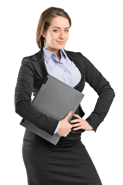 Beautiful businesswoman holding a folder — Stock Photo, Image