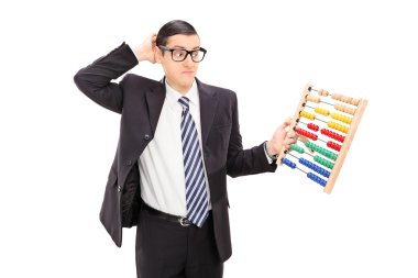 karışık işadamı bir abaküs holding