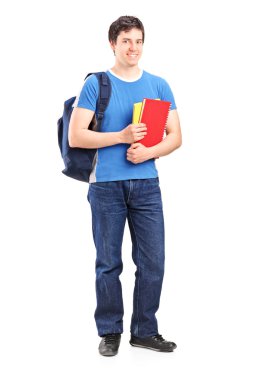 erkek öğrenci holding notebooklar 