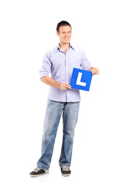 genç adam tutarak l işareti