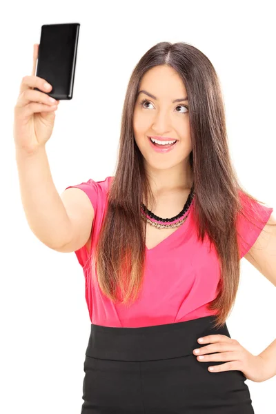 Hermosa mujer tomando una selfie —  Fotos de Stock