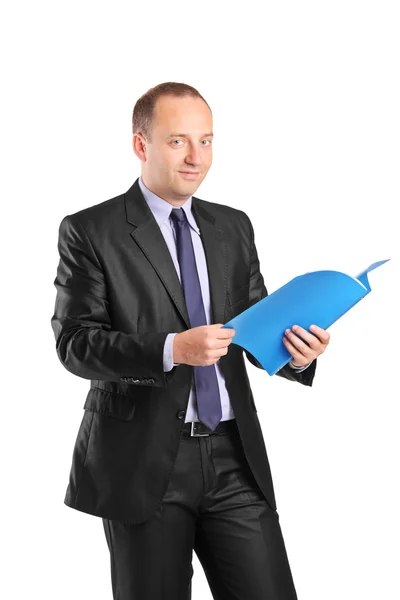 Businessman holding a folder — Stock Photo, Image