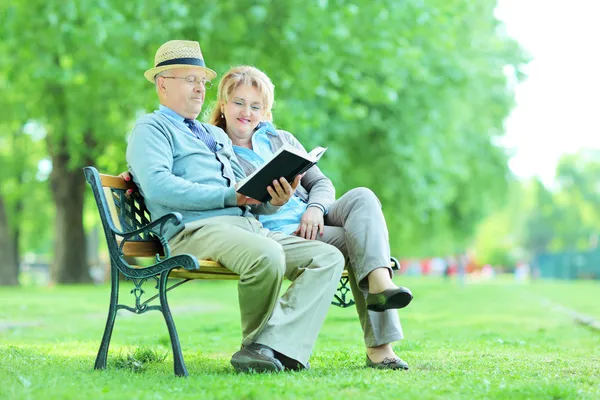 Persone che leggono libro nel parco — Foto Stock