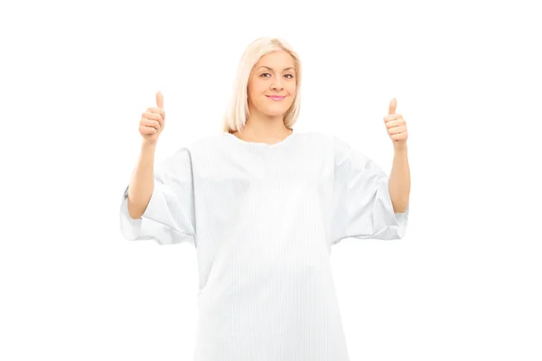 Female patient giving thumbs up — Stock Photo, Image