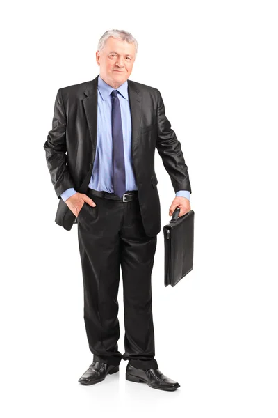 Mature businessman holding a briefcase — Stock Photo, Image