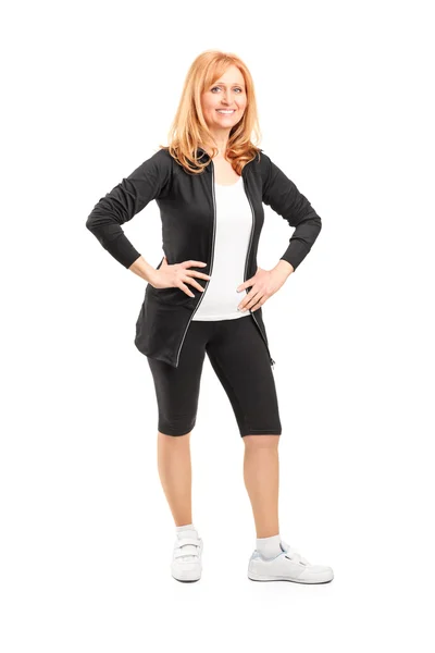 Mature woman with cyclist shorts — Stock Photo, Image