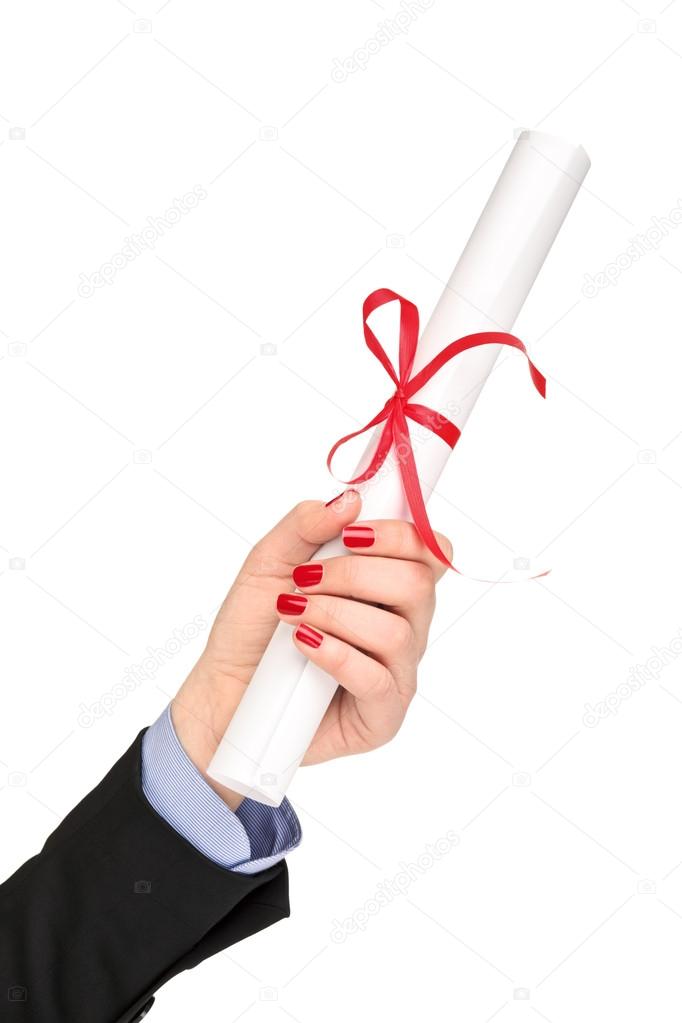 Mão segurando um diploma — Fotografias de Stock © ljsphotography 46590313