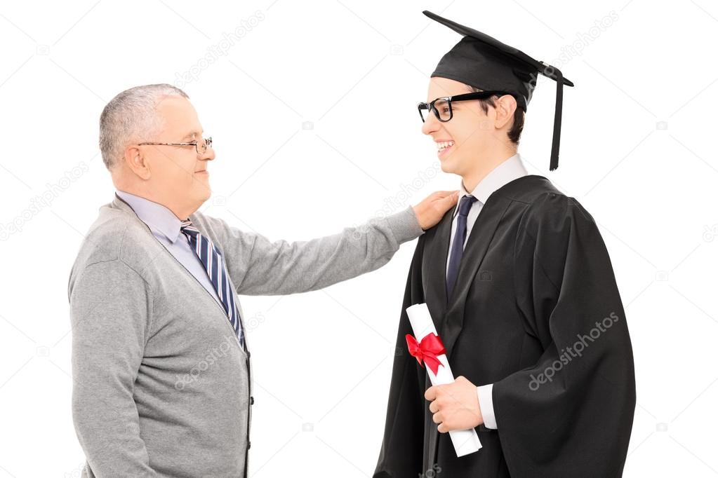 Father congratulates his son