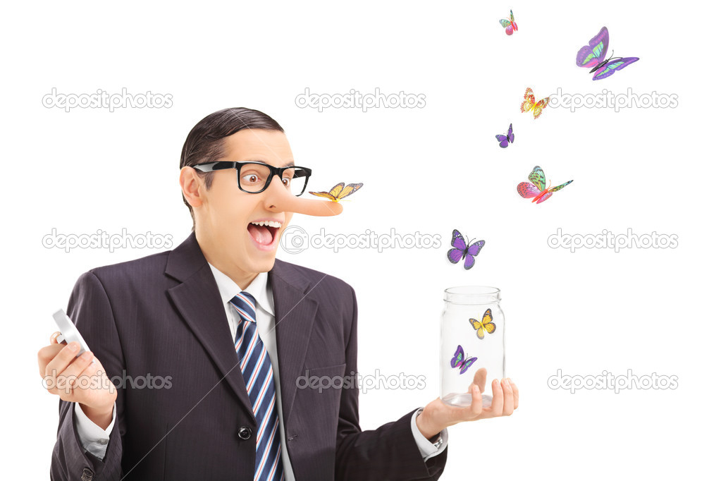 Man looking at butterflies