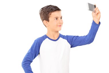 küçük çocuk alarak selfie