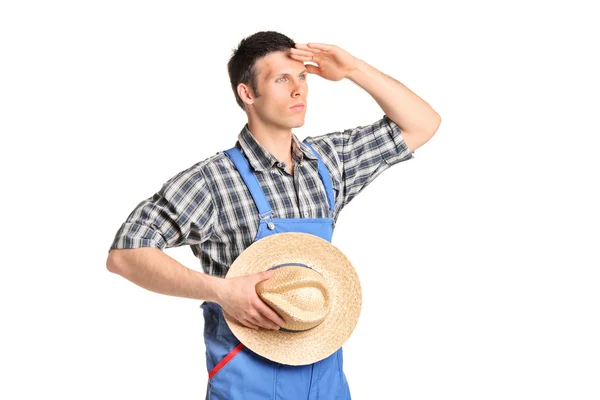 Male farmer in jumpsuit — Stock Photo, Image