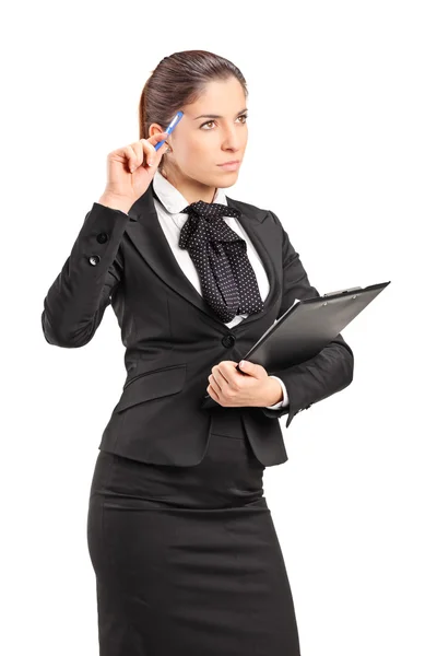 Businesswoman holding pen — Stock Photo, Image