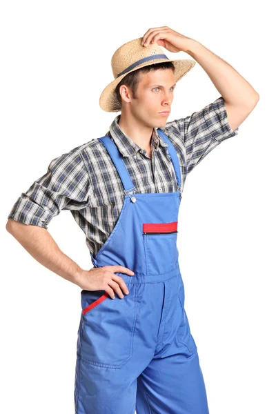 パナマ帽子をかぶった男性の農夫 — ストック写真