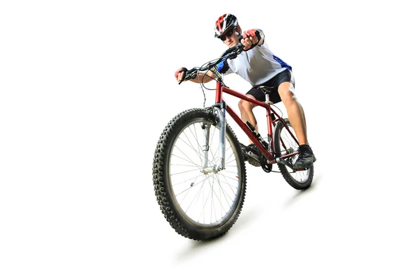 Mannelijke wielrenner paardrijden mountainbike — Stockfoto