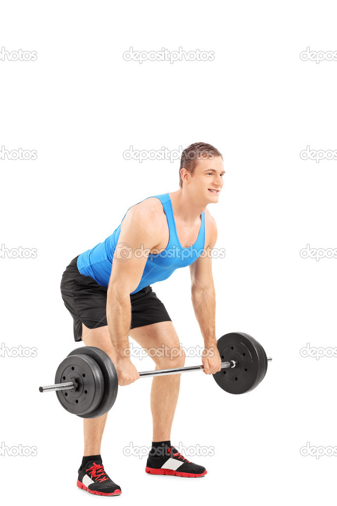 Young athlete lifting weight