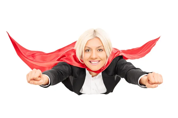 Kvinnlig superhjälte flyger — Stockfoto