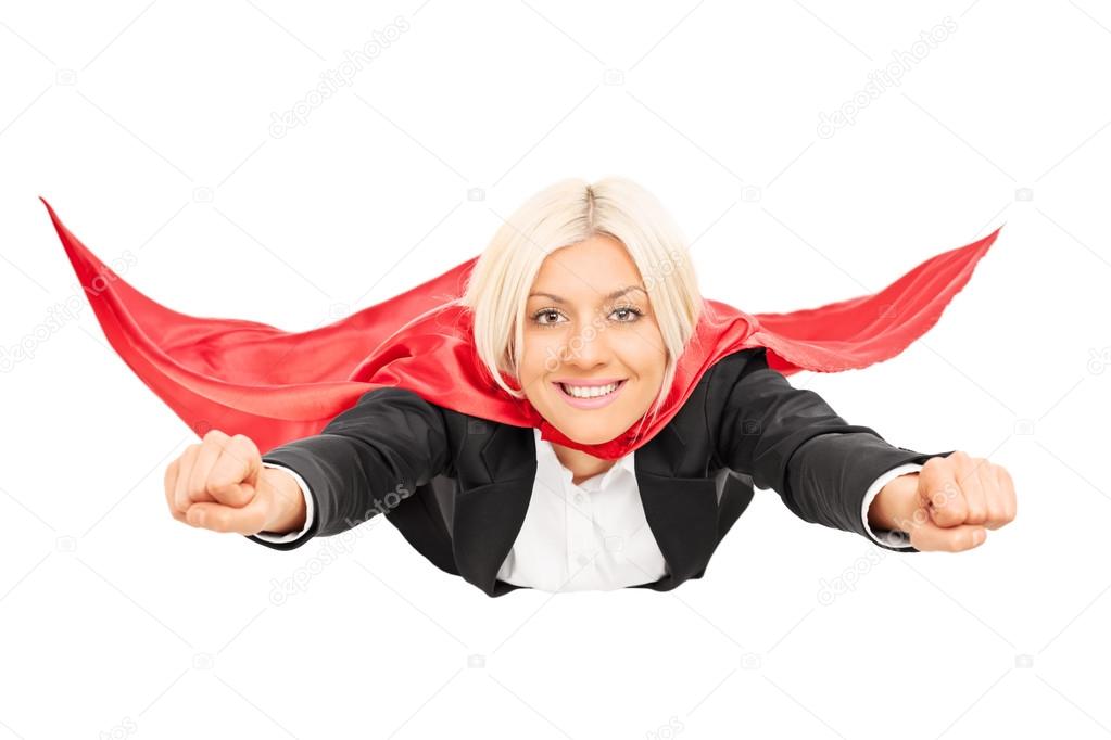 Female superhero flying