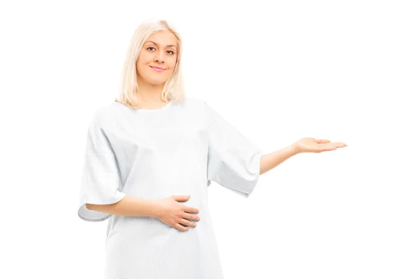 Female patient gesturing with hand — Stock Photo, Image