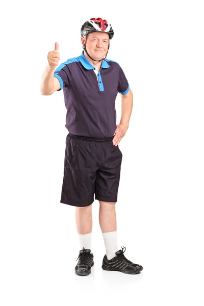 Mature man with sports helmet — Stock Photo, Image