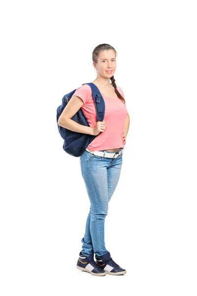 Écolière avec sac à dos — Photo