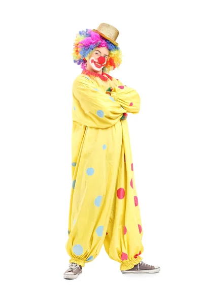 Clown in gelbem Kostüm — Stockfoto