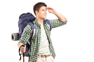Genç hiker mesafe seyir