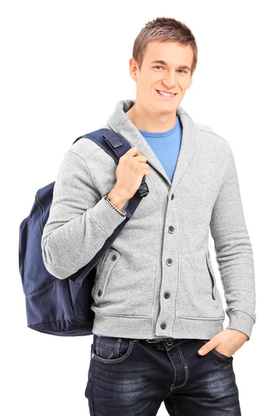 Male student carrying backpack — Stock Photo, Image