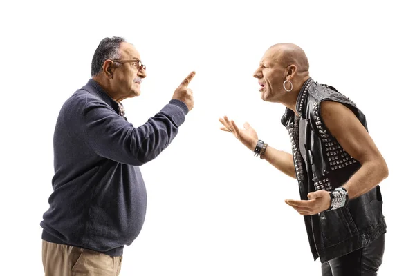 Hombre Maduro Punk Teniendo Una Discusión Aislada Sobre Fondo Blanco —  Fotos de Stock