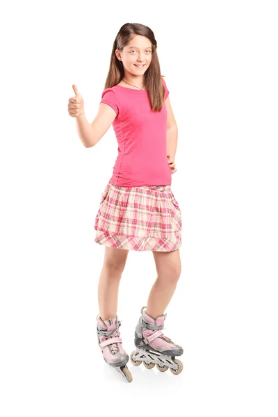 Dívka na kolečkových bruslích — Stock fotografie