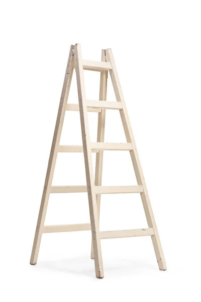 Studio Shot White Wooden Ladder Isolated White Background — Stock Photo, Image