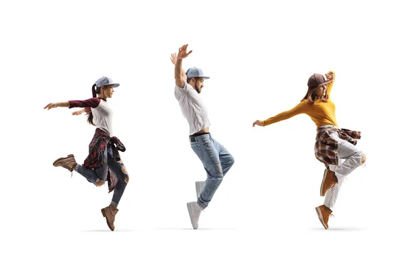 Scatto Completo Ballerini Street Style Che Eseguono Una Coreografia Isolata — Foto Stock