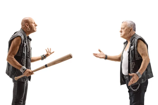 Punks Teniendo Una Discusión Aislada Sobre Fondo Blanco — Foto de Stock