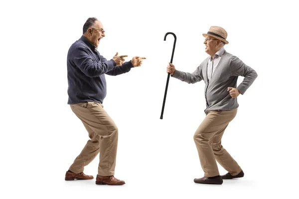 Volwassen Man Een Senior Dansen Geïsoleerd Witte Achtergrond — Stockfoto