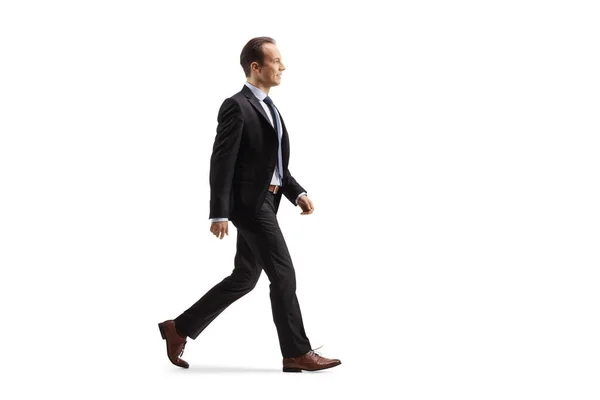 Zdjęcie Profilowe Biznesmena Chodzącego Samotnie Białym Tle — Zdjęcie stockowe