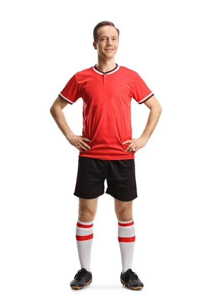 Man Wearing Football Jersey Shorts Isolated White Background — Stock Photo, Image