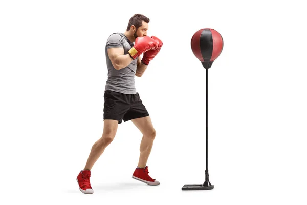 Full Length Profile Shot Boxer Red Boxing Gloves Training Free — Stock Photo, Image