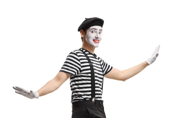 Funny Mime Dancing Isolated White Background — Foto de Stock