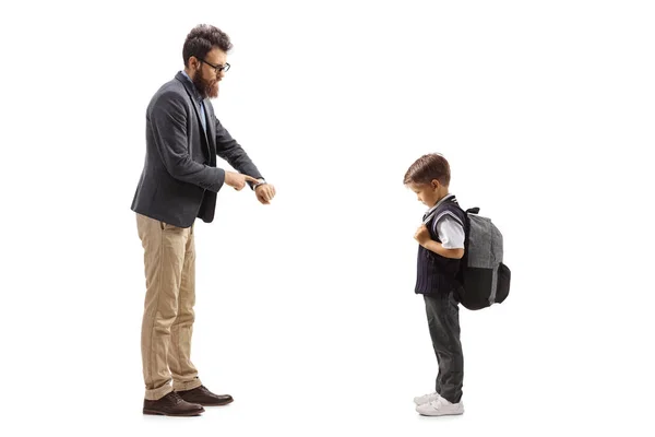 Full Length Shot Van Een Man Vertellen Van Een Schooljongen — Stockfoto