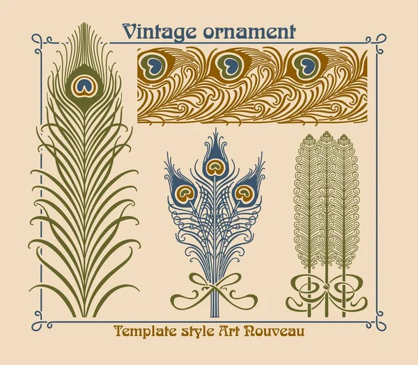 Modern tarzda tasarım elementlerinin vektör kümesi, Art Nouveau. Kombinaisons Ornementales Alphonse Mucha