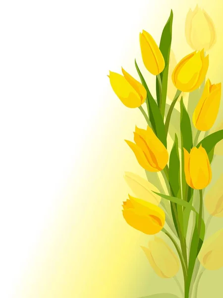 Tulipanes Amarillos Hermoso Fondo Fondo Primavera Para Diseño Tarjeta Vacaciones — Vector de stock