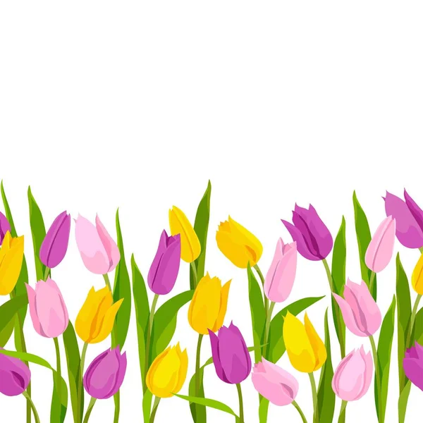 Los Tulipanes Son Amarillos Rosados Línea Decorativa Para Decoración Diseño — Vector de stock