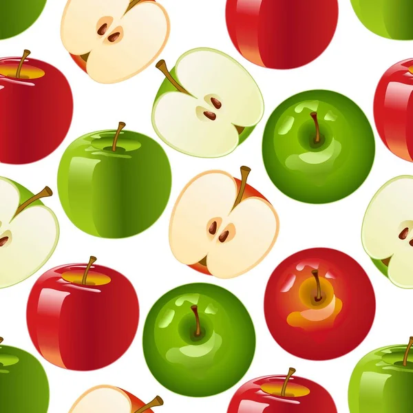 Pattern Apples Vector Image Seamless Ornament Fabric Wrapping Paper — Stock Vector