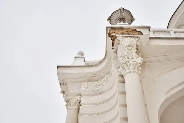 Facade Beautiful Rich White Merchant House Old Manor Columns Stucco — Stock Photo, Image