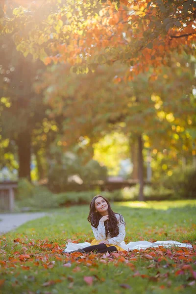 Portrait Little Beautiful Girl Years Old Long Dark Hair Bright — ストック写真