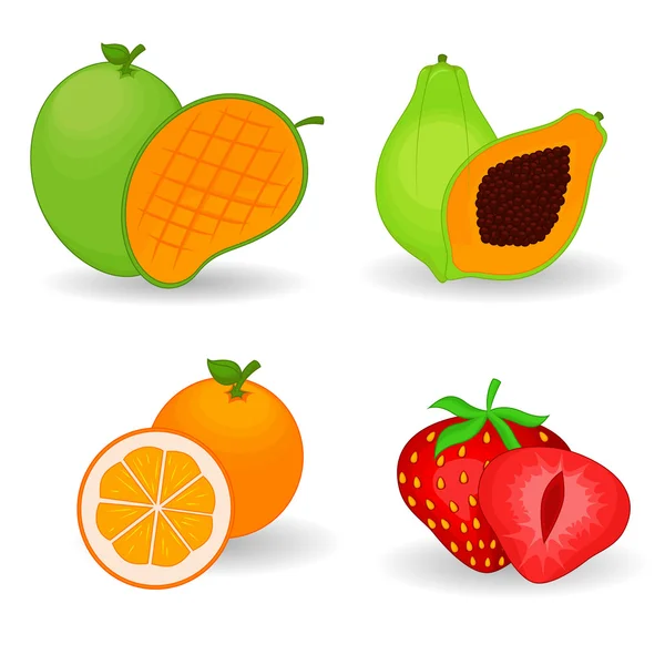 Delicioso conjunto de frutas — Archivo Imágenes Vectoriales