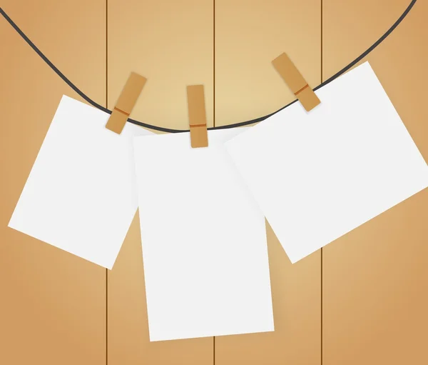 Weiße Papiere auf Kleidernadel — Stockvektor