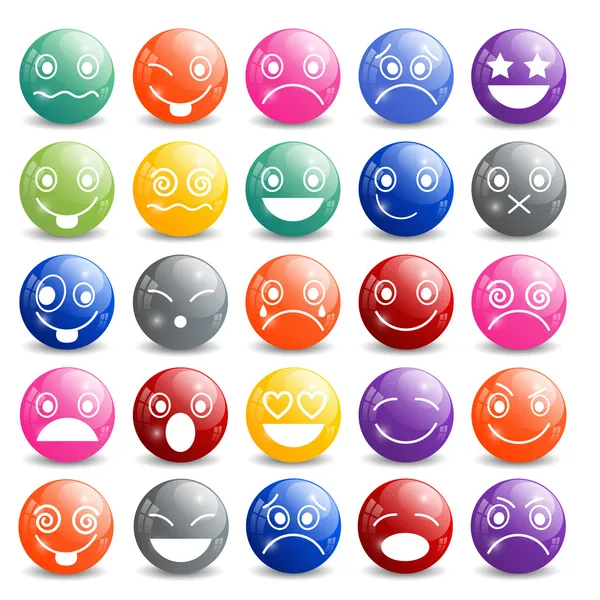 Bola mengkilap Smiley Icons - Stok Vektor