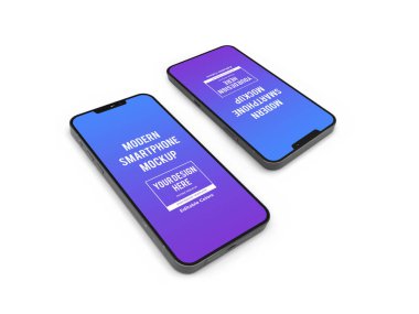 Modern Smartphone 3D Görüntü İzole Arkaplan Sahnesi