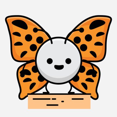 Kelebek Karakteri 'nin Güzel yüzlü, basit elli ve bacak çizgili tasviri İzole Arkaplanda