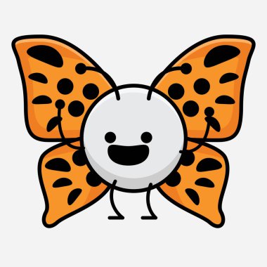 Kelebek Karakteri 'nin Güzel yüzlü, basit elli ve bacak çizgili tasviri İzole Arkaplanda